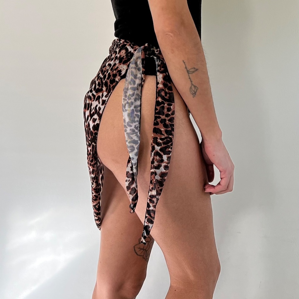 Sheer Leopard Print Sarong - Picture 2 of 4
